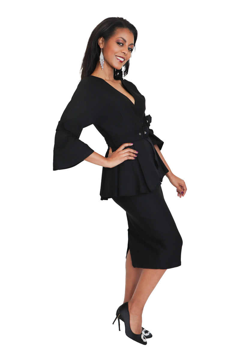 Belted peplum hot sale dress