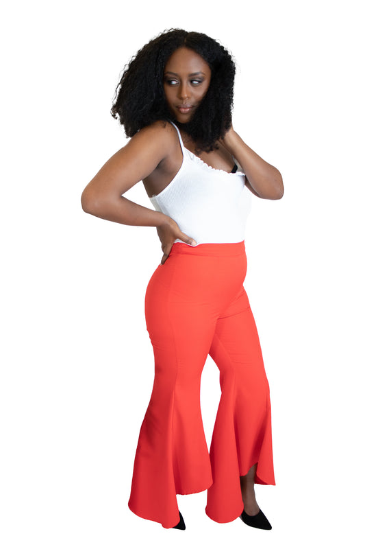 Crimson & Dreams High Low Flare Pants