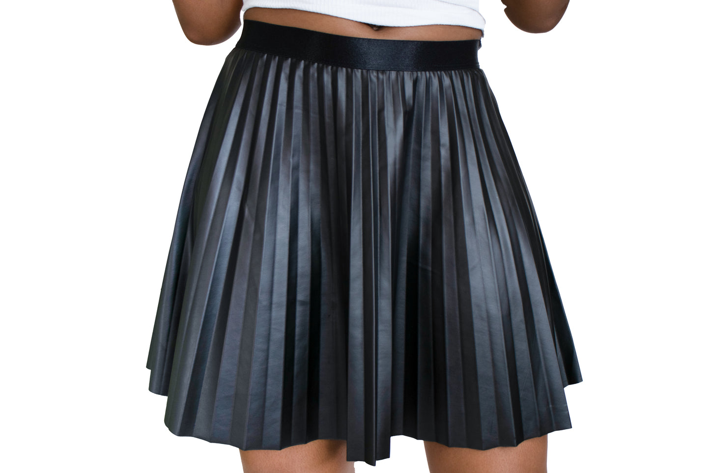 Bad Roxane Pleated Vegan Leather Mini Skirt