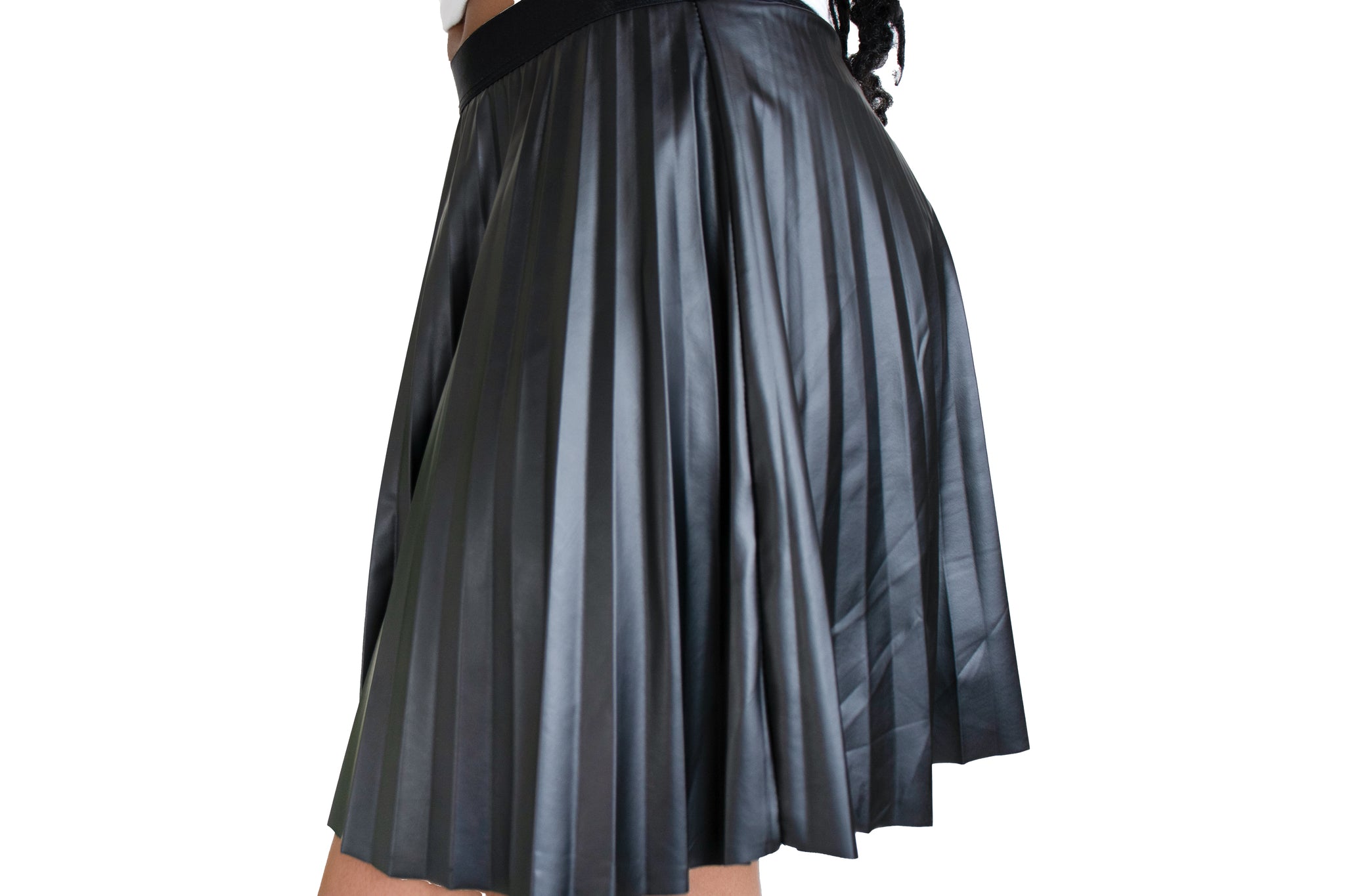 Bad Roxane Pleated Vegan Leather Mini Skirt