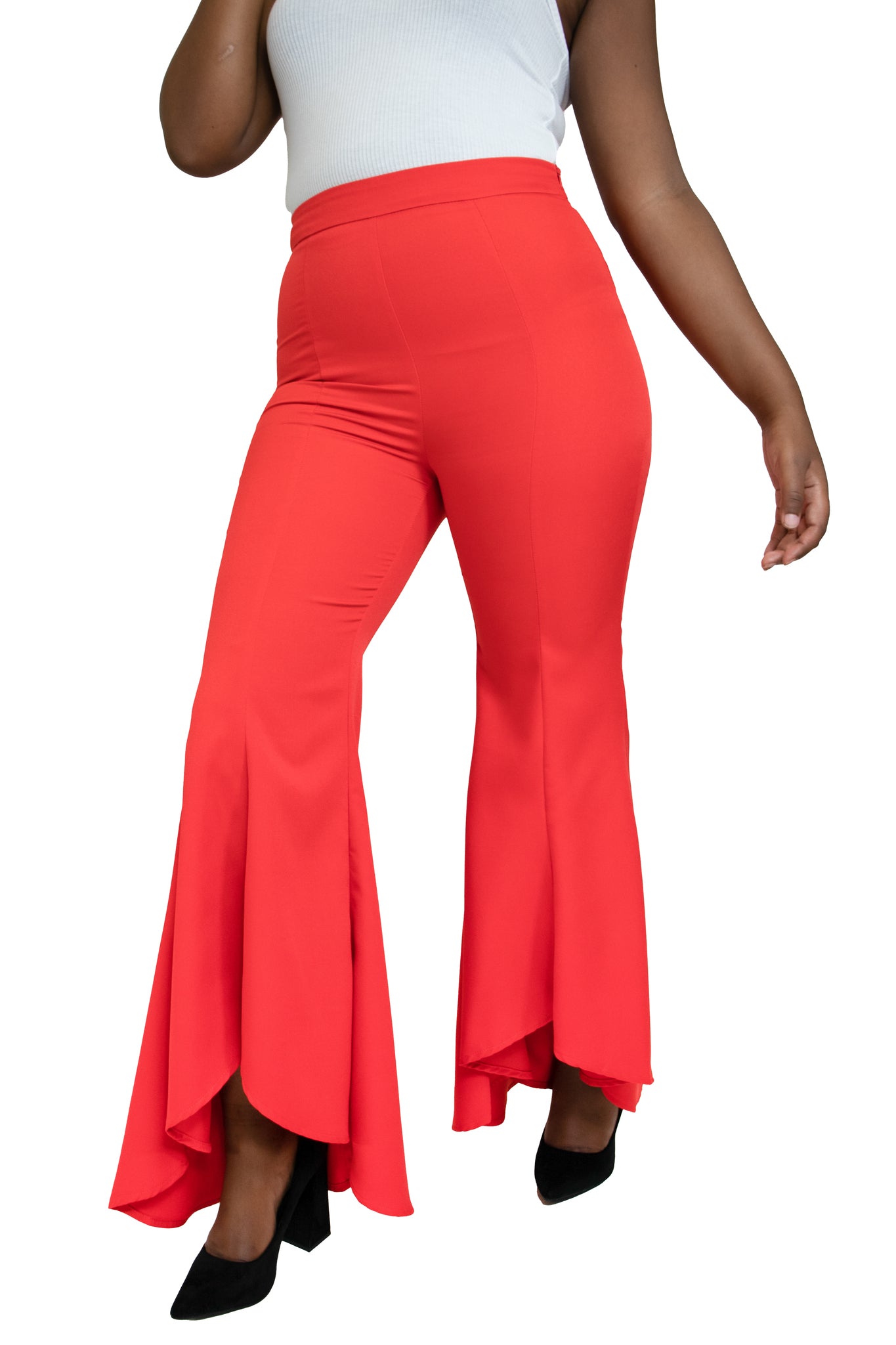 Crimson & Dreams High Low Flare Pants